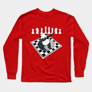 Chess Board Panda for Kids Long Sleeve T-Shirt